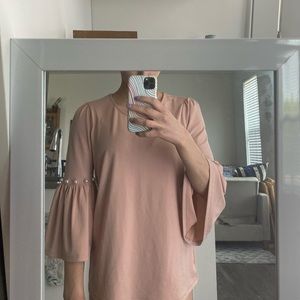 Adrianna Papell Pink Shirt with Pearls